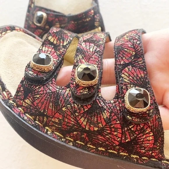 Alegria Kacee Drama Red Black Three Strap Sandals - Picture 3 of 12